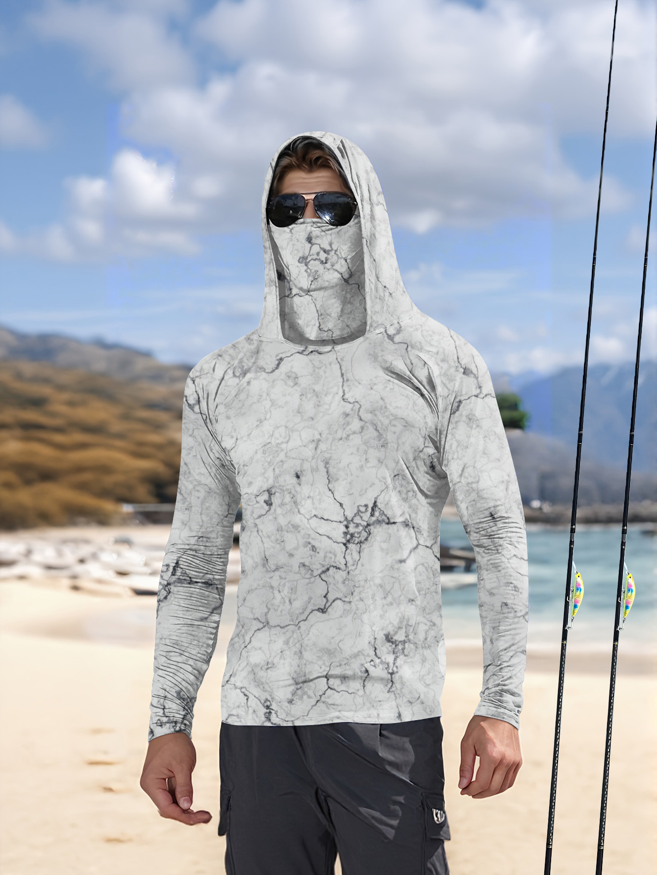 Fishing Shirt Uv Protection - 남성용 후드 낚시 셔츠 긴소매 낚시
