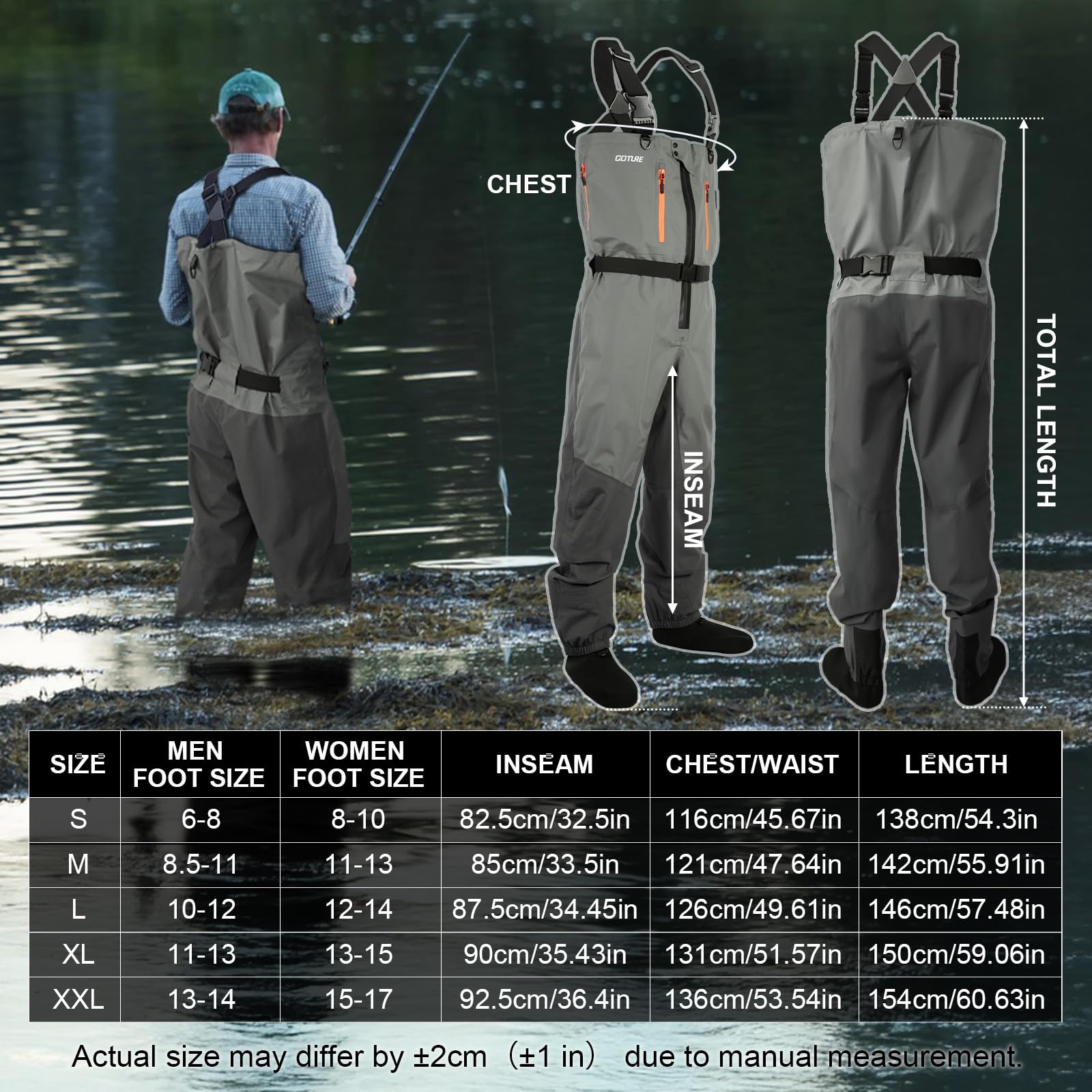 Goture 5 레이어 방수 낚시 사냥 가슴 와이더 남 - Fishing Waders 리뷰 및 가격